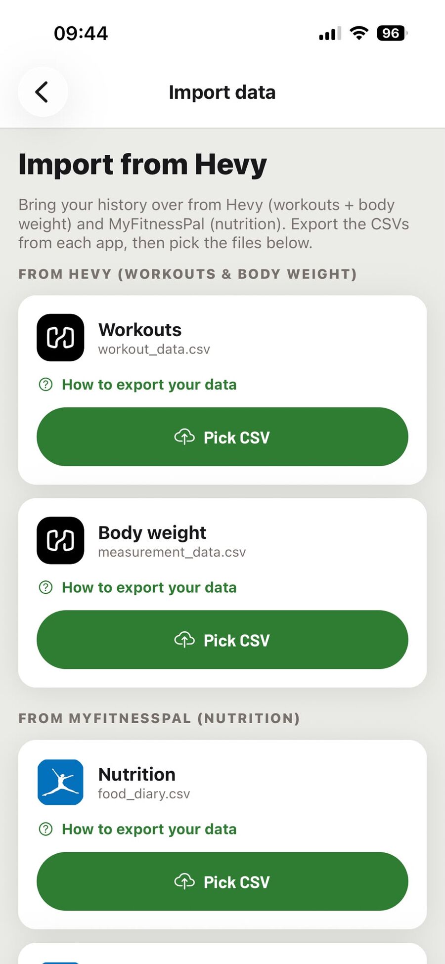 Importing a Hevy workout export into Rep N Prep